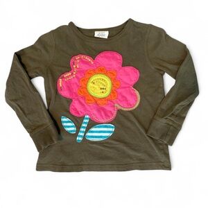Mini Boden Green and Pink Sequin Flower Long Sleeve Tee